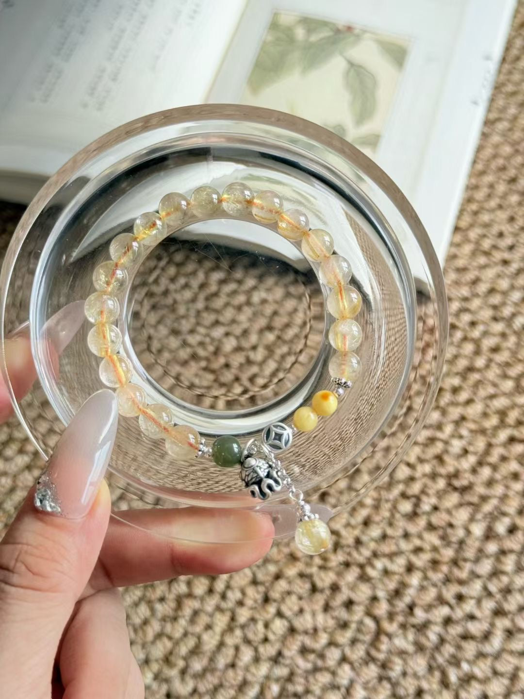 【招财纳福】金发晶手串 Gold Rutilated Quartz Bracelet