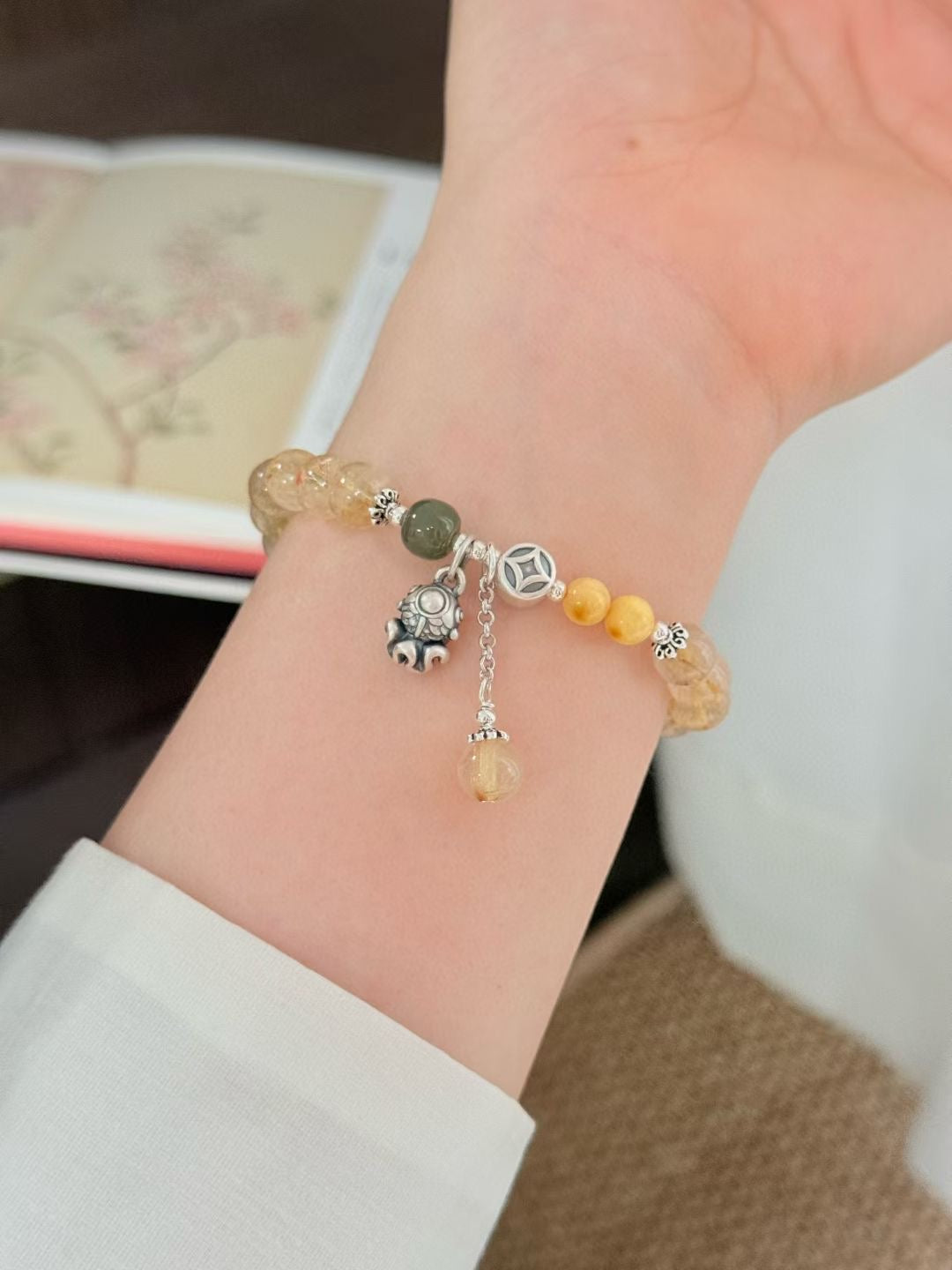 【招财纳福】金发晶手串 Gold Rutilated Quartz Bracelet