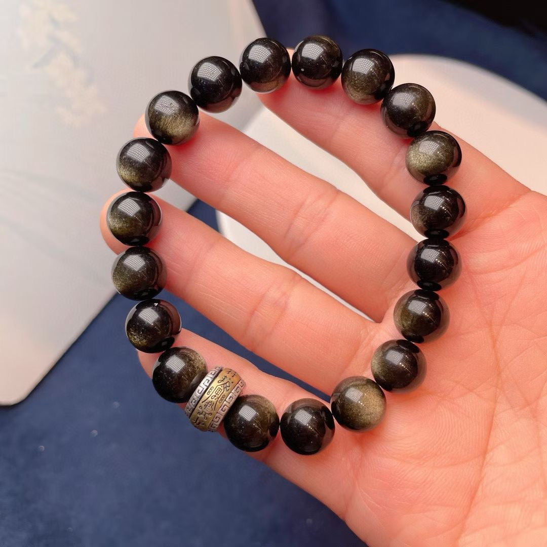 【情比金坚】情侣款金曜石手串 Couple Obsidian Bracelets