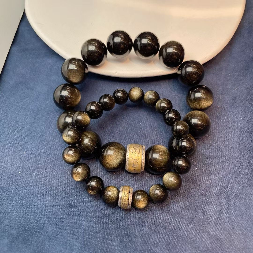 【情比金坚】情侣款金曜石手串 Couple Obsidian Bracelets