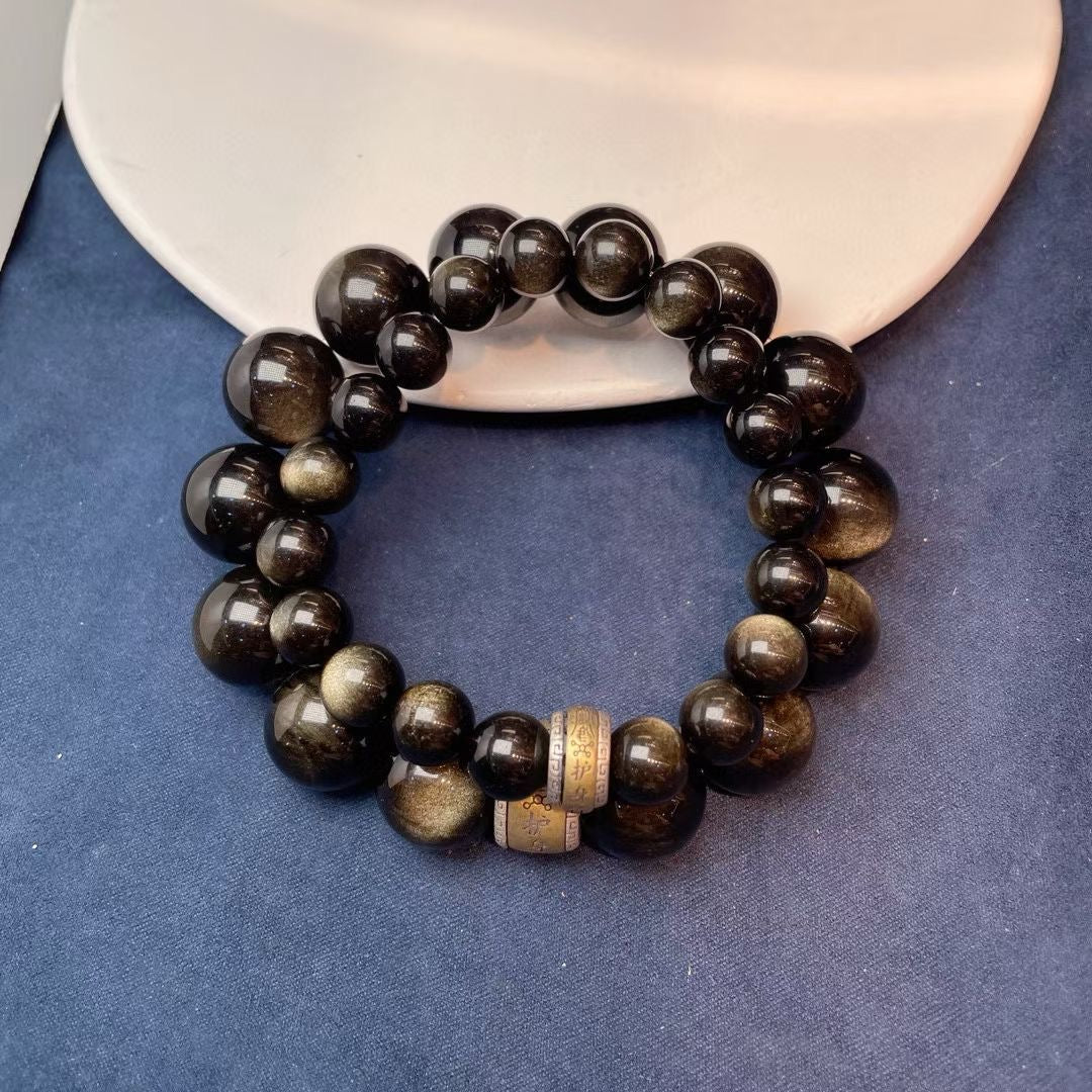 【情比金坚】情侣款金曜石手串 Couple Obsidian Bracelets