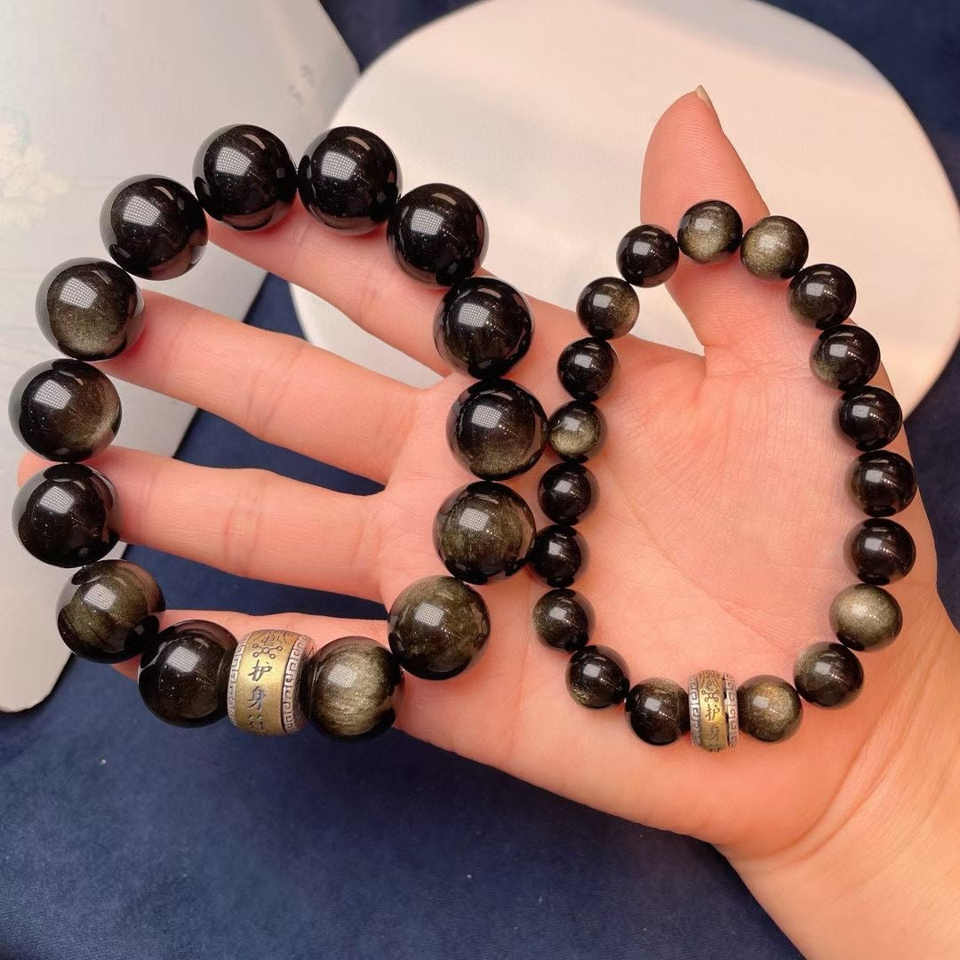 【情比金坚】情侣款金曜石手串 Couple Obsidian Bracelets