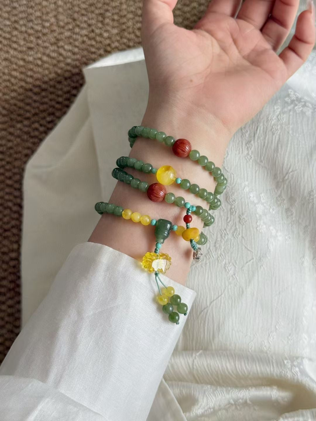 【菩提莲香】佛珠碧玉手链 Jade bracelet