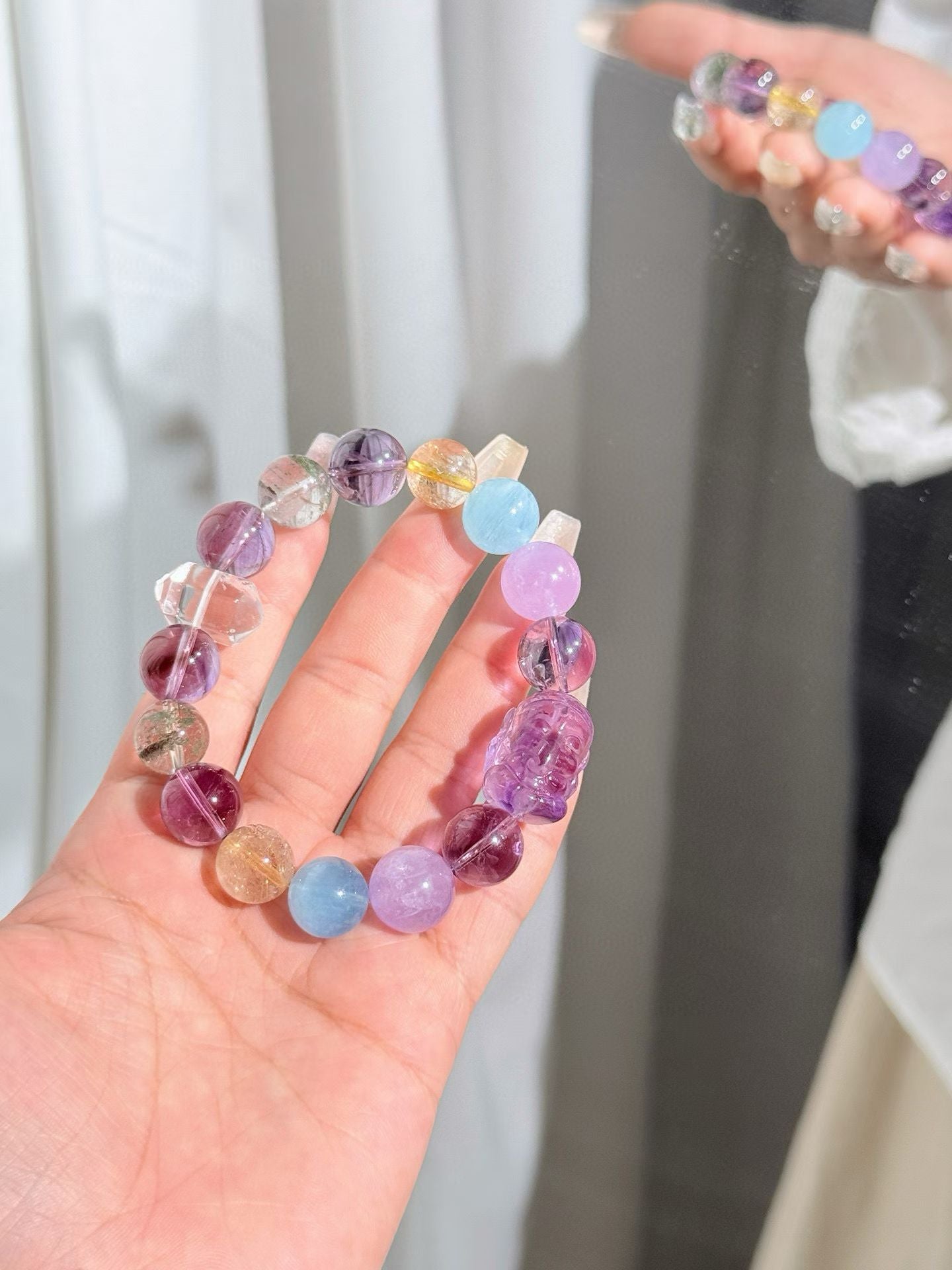 【紫定发财】紫水晶多宝手串 fine multi-treasure purple jade bracelet