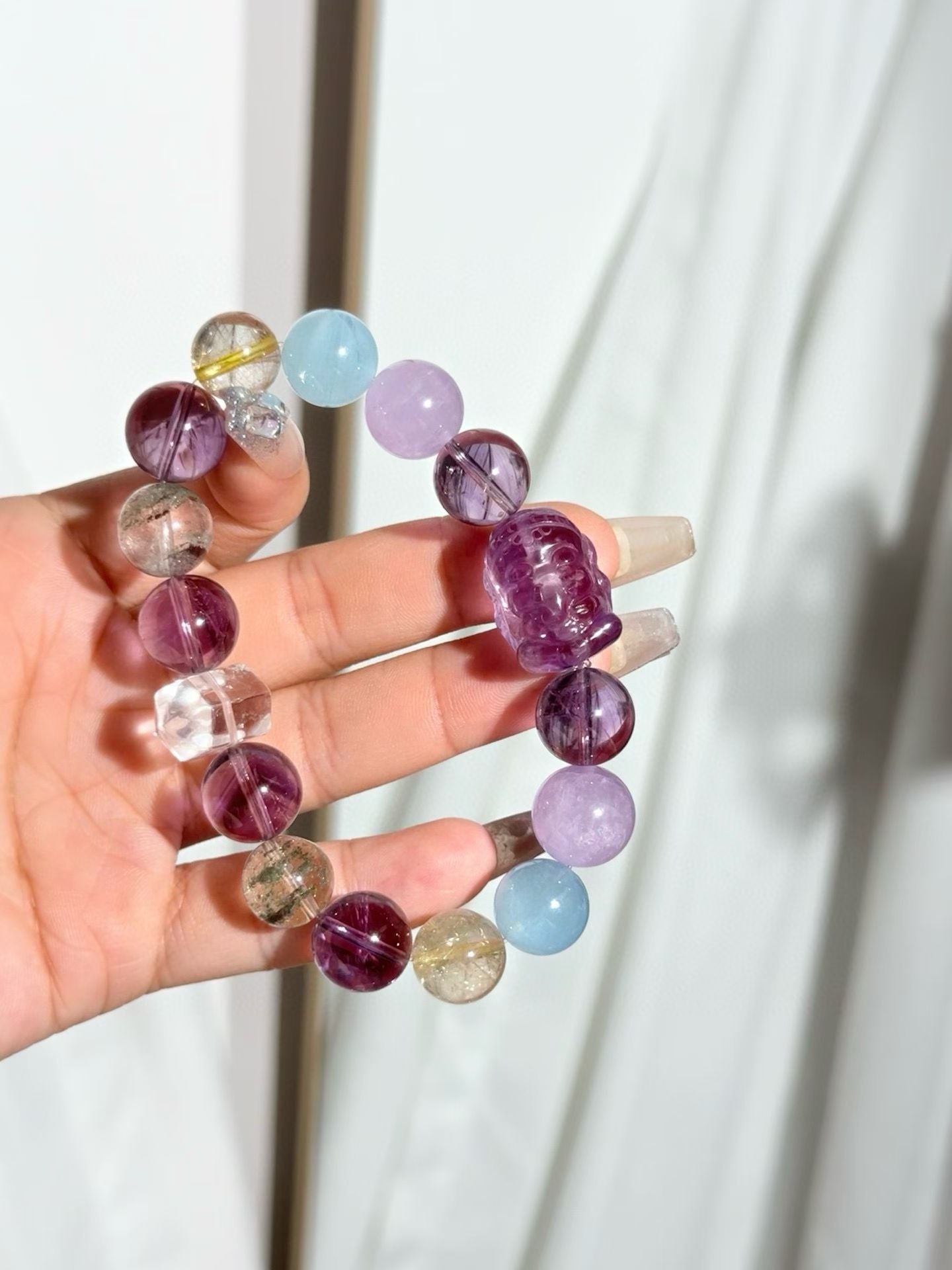 【紫定发财】紫水晶多宝手串 fine multi-treasure purple jade bracelet
