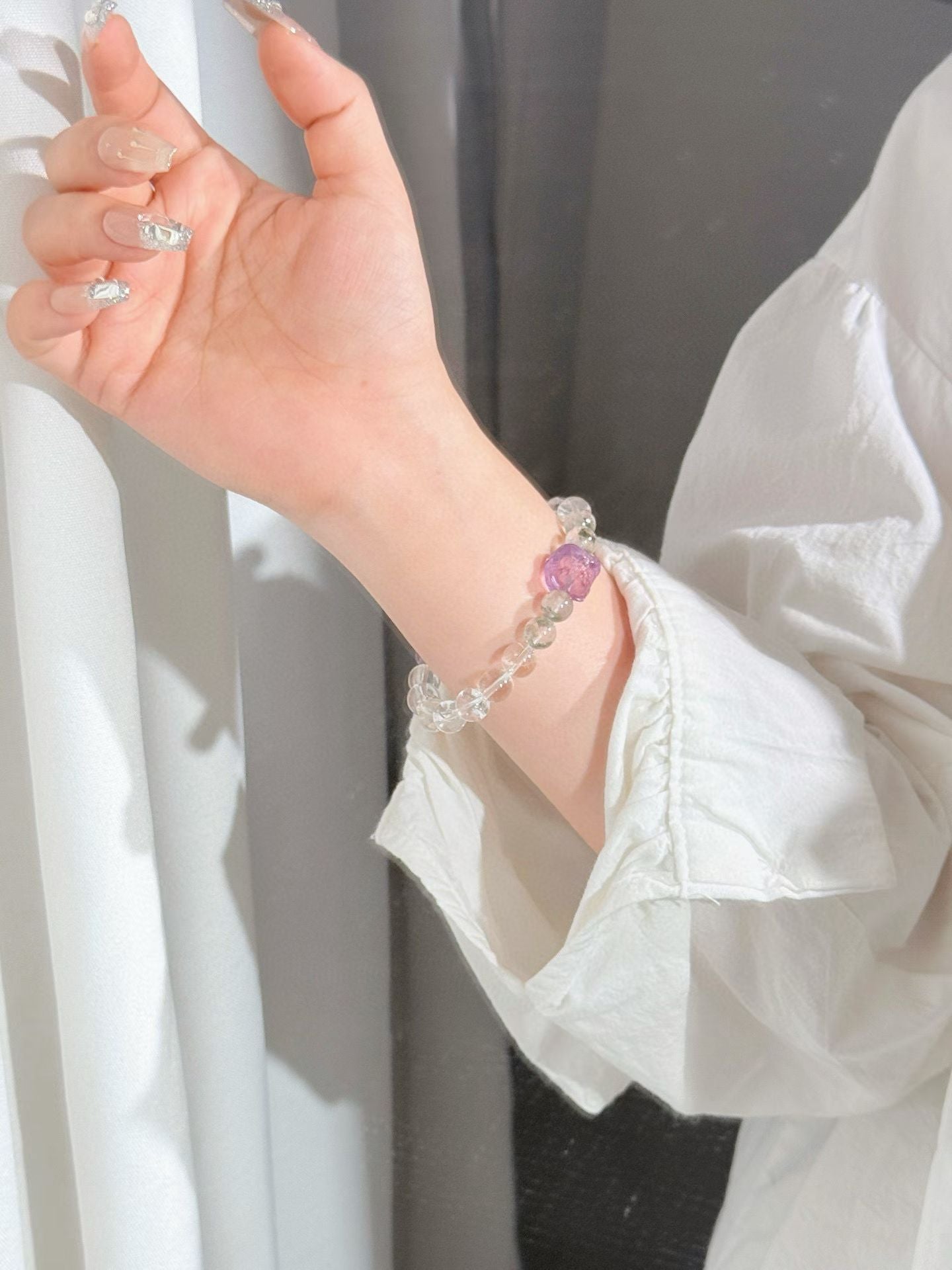 Wisdom & Clarity, Lion's Dance: clear quartz & amethys bracelet 醒狮白水晶紫水晶手串