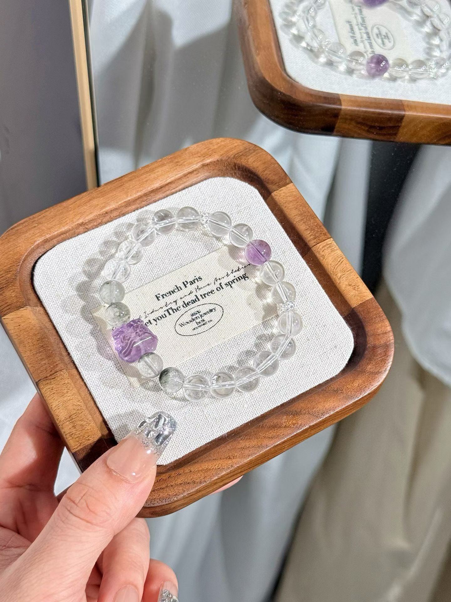 Wisdom & Clarity, Lion's Dance: clear quartz & amethys bracelet 醒狮白水晶紫水晶手串