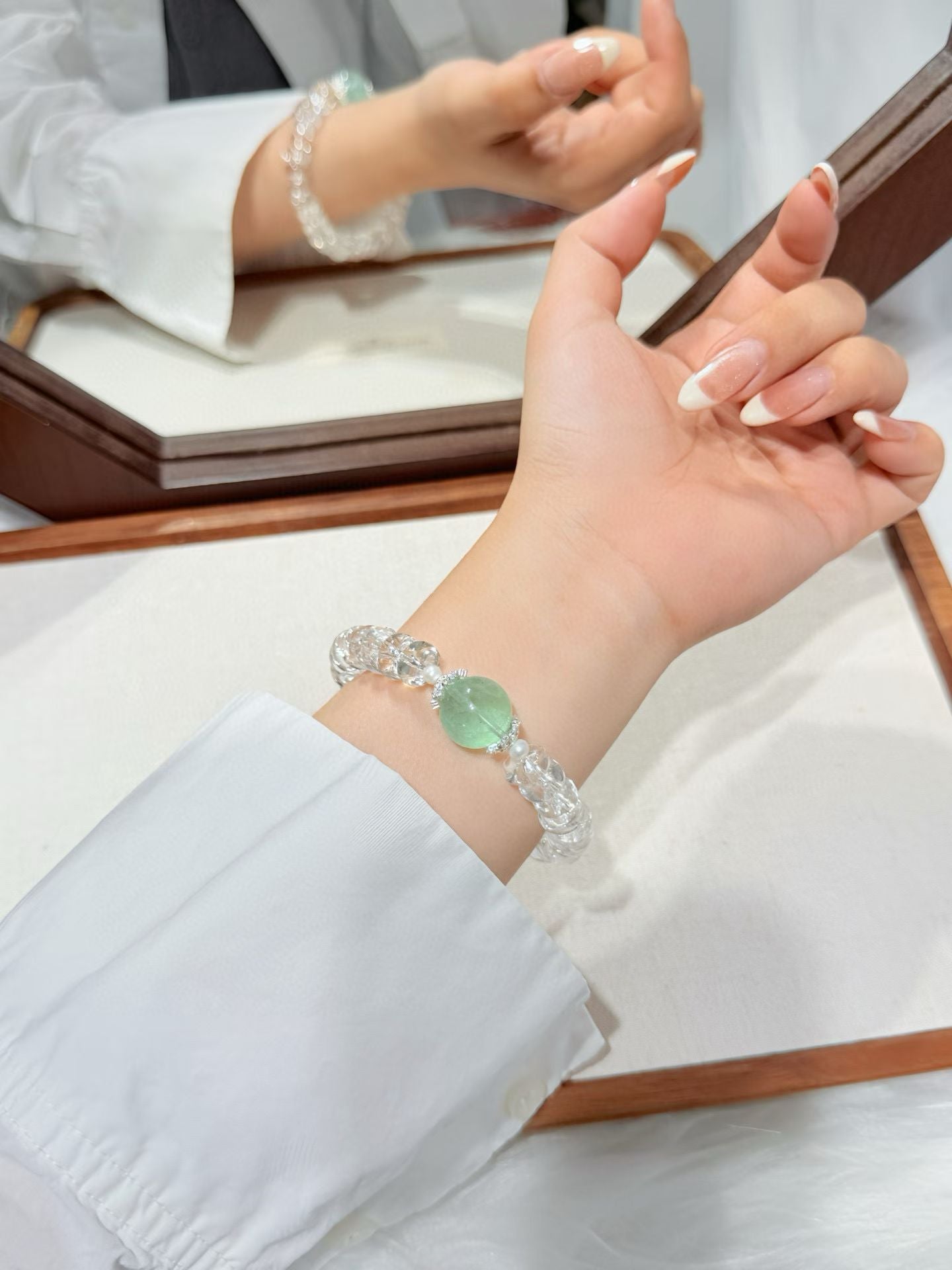Abacus Turns Luck:clear quartz abacus bead bracet 天然精品白水晶算盘珠手链