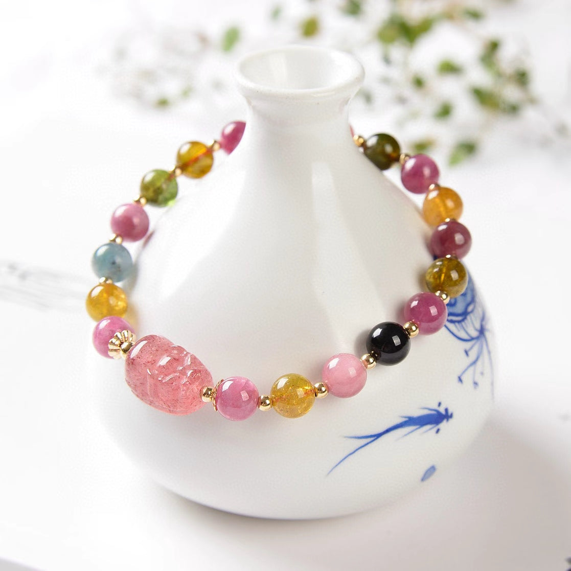 9k Gold Candy Color Tourmaline Bracelet k金糖果色碧玺手链