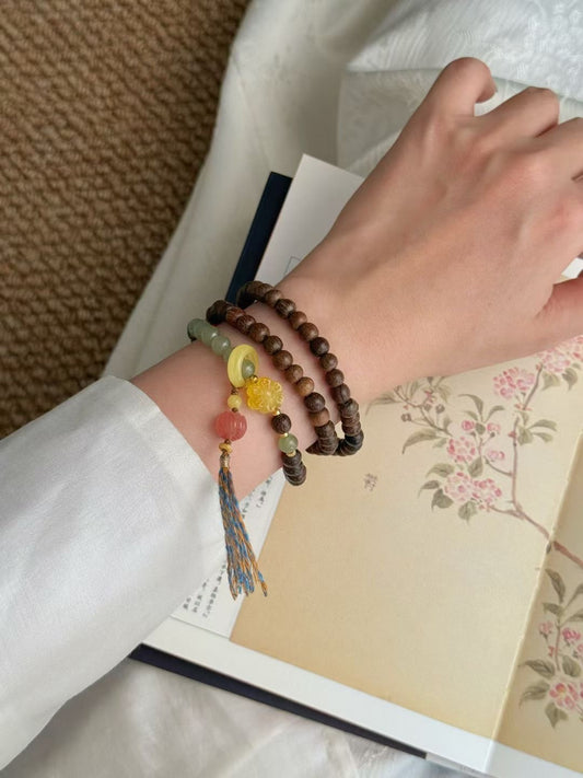 【木丛花笑】沉香手串/项链两用 Agarwood bracelet/necklace