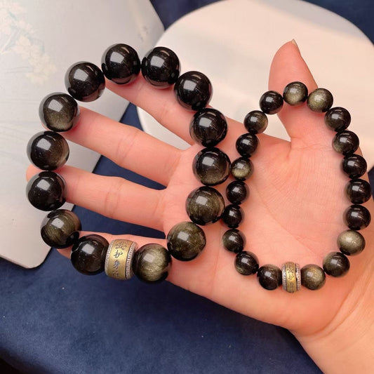 【情比金坚】情侣款金曜石手串 Couple Obsidian Bracelets