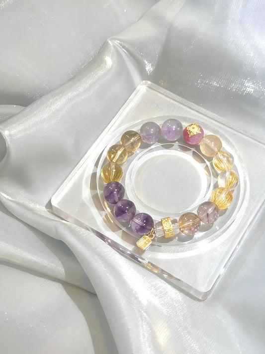 [紫气东来] 订制水晶手串 Customized golden cystal bracelet