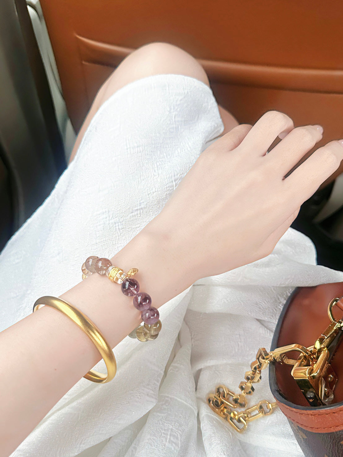 [紫气东来] 订制水晶手串 Customized golden cystal bracelet