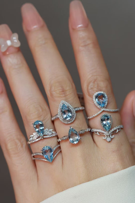 伊斯兰卡海蓝宝钻戒 Islamic Kyanite Diamond Ring