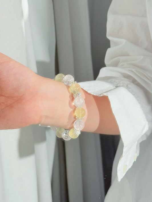 Wealth & Illumination: 黄水晶与白阿塞多宝手链 Citrine and white Azeztulite bracelet